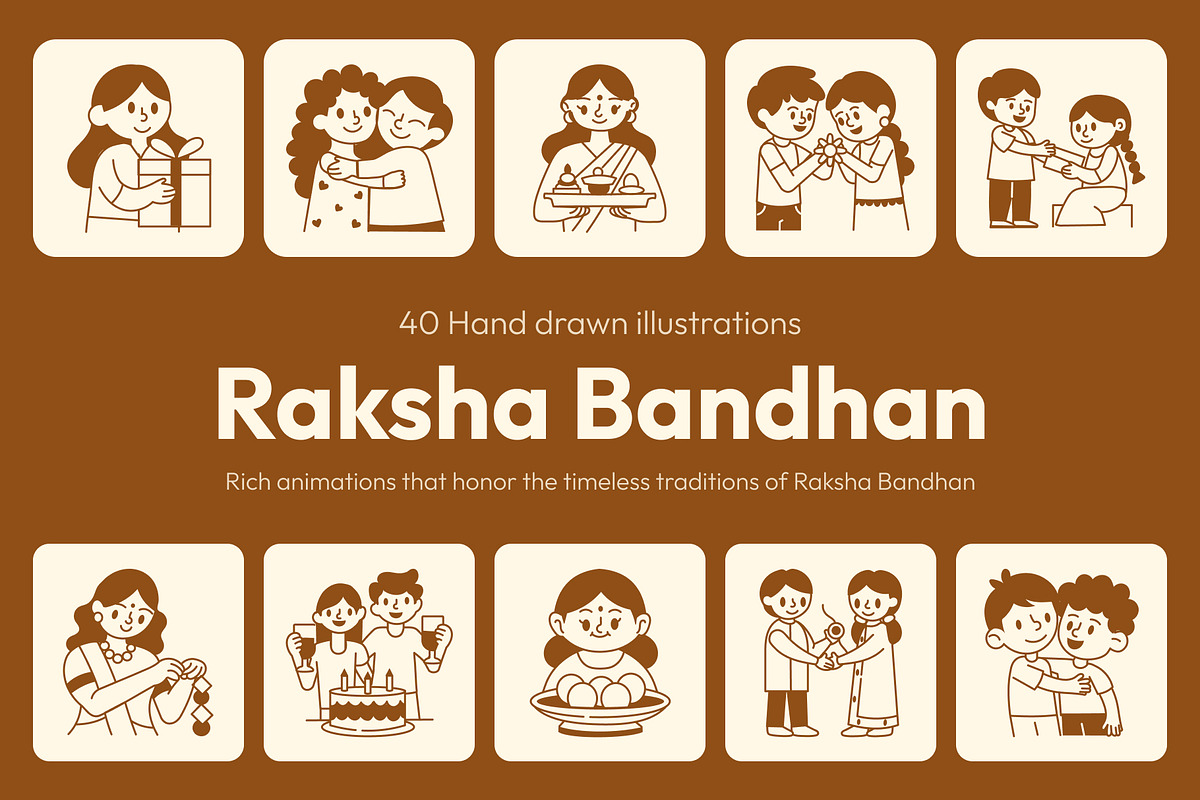 Animated Raksha Bandhan Drawing, an Outline Icon by Vectors Market (Photo 1 of 5)