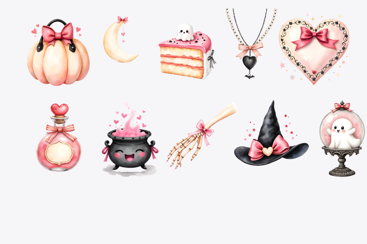 Coquette Halloween Clipart Bundle, a Decorative Illustration by Anca Digital Vibe (Photo 5 of 7)