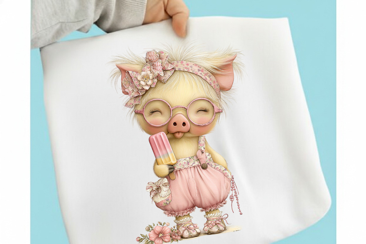Whimsical Summer Pig Clipart, an Illustration by designcity5 (Photo 3 of 5)