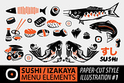 Papercut Style Sushi Elements, a Food Illustration by Astro Circo (Thumbnail 1 of 9)