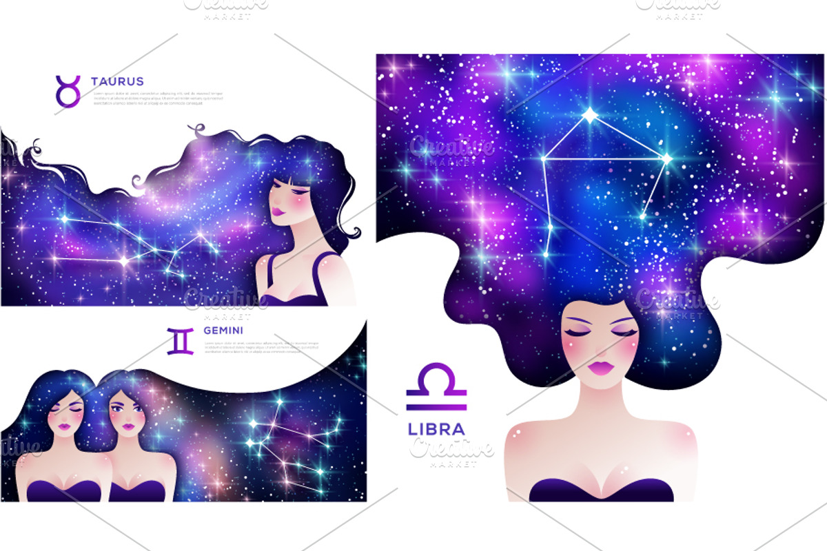 Set of 12 zodiac woman characters, an Illustration by kotoffei (Photo 3 of 5)