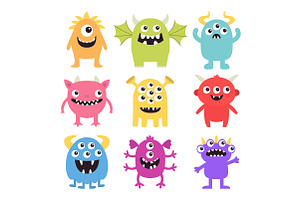 Happy Halloween. Monster Icon Set.