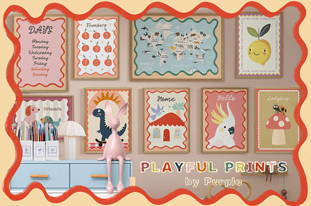 PLAYFUL PRINTS - Whimsical Posters, a Background Graphic by Purple