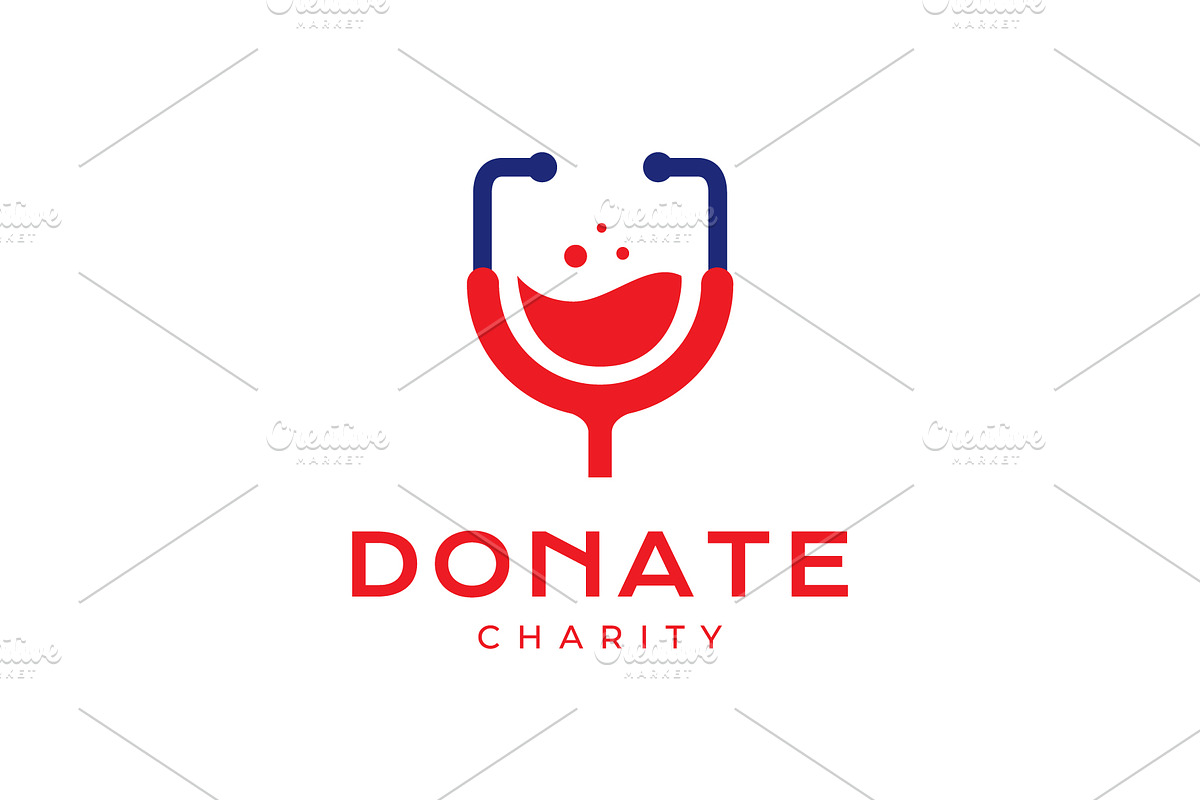 stethoscope blood bag donate logo, a Branding & Logo Template by devastd