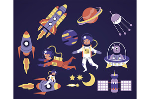 Space Set Icons Pattern Background