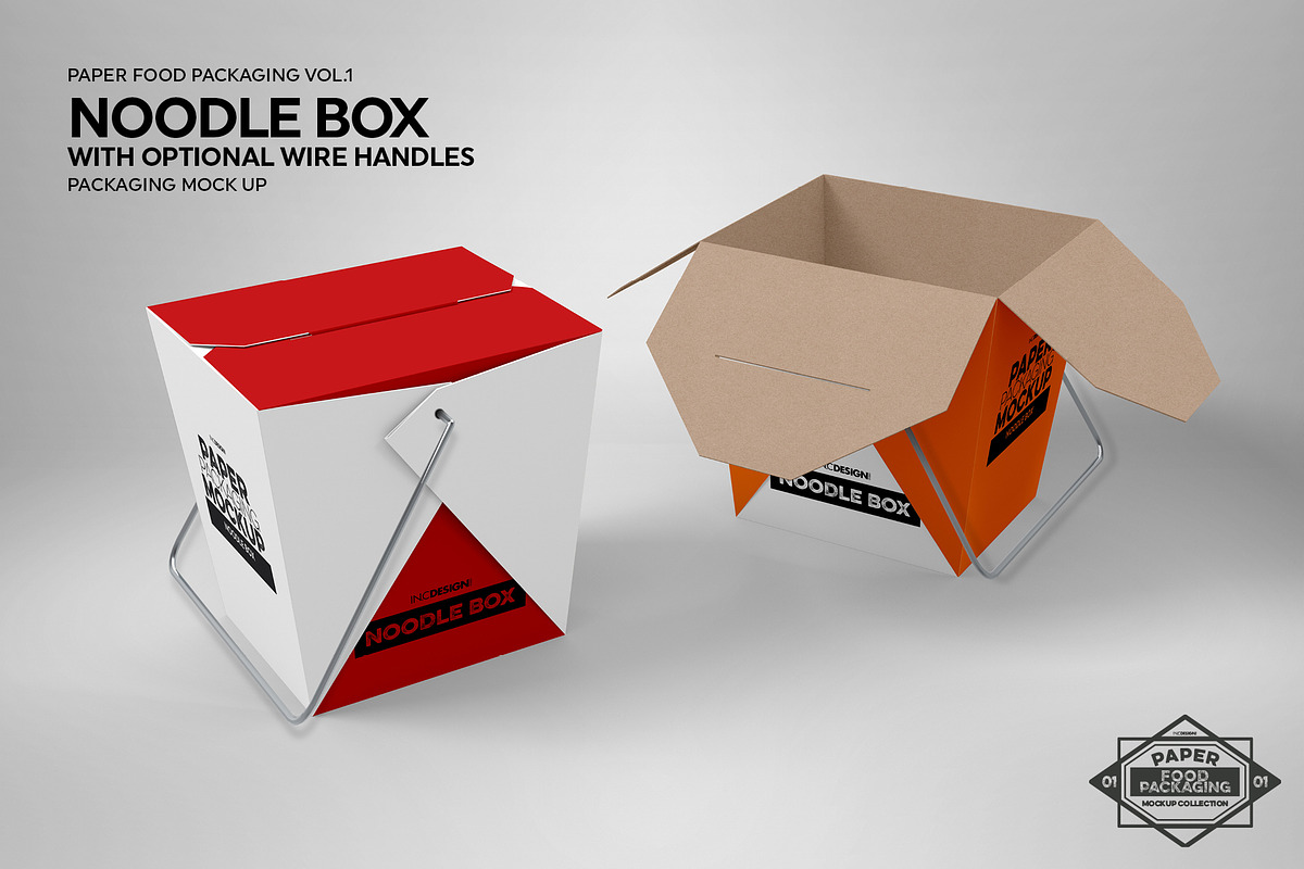 Noodle Box Packaging Mockup, a Packaging Mockup by INCDesign (Photo 3 of 6)