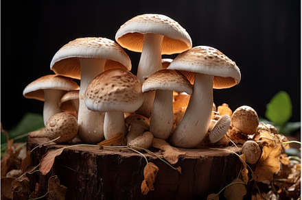 Aromatic Organic mushrooms. Generate, a Food & Drink Photo by Ylivdesign