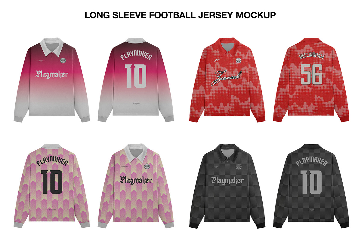 Long Sleeve Football Jersey Mockup, a Shirt Mockup by Irhasalfahad (Photo 3 of 7)