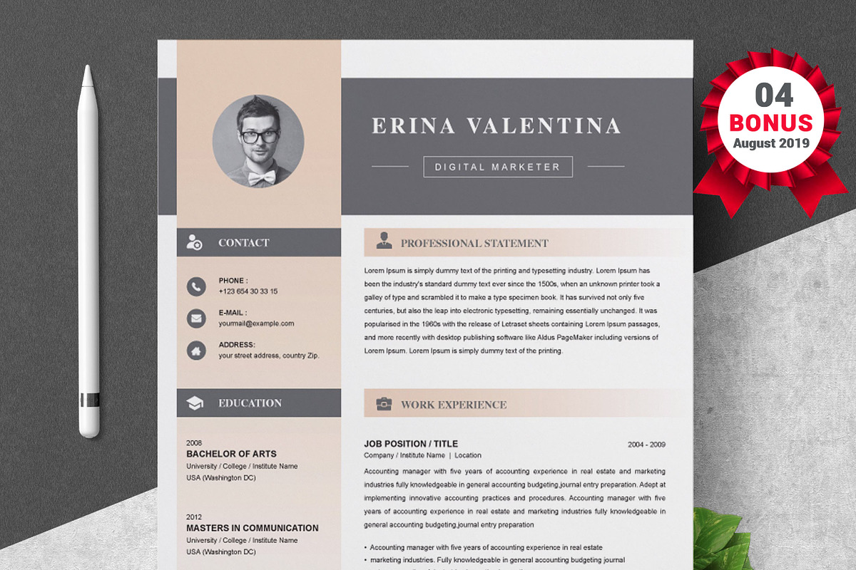 Resume/CV Bundle | 200+ for $29, a Resume Template by ResumeInventor (Photo 59 of 207)