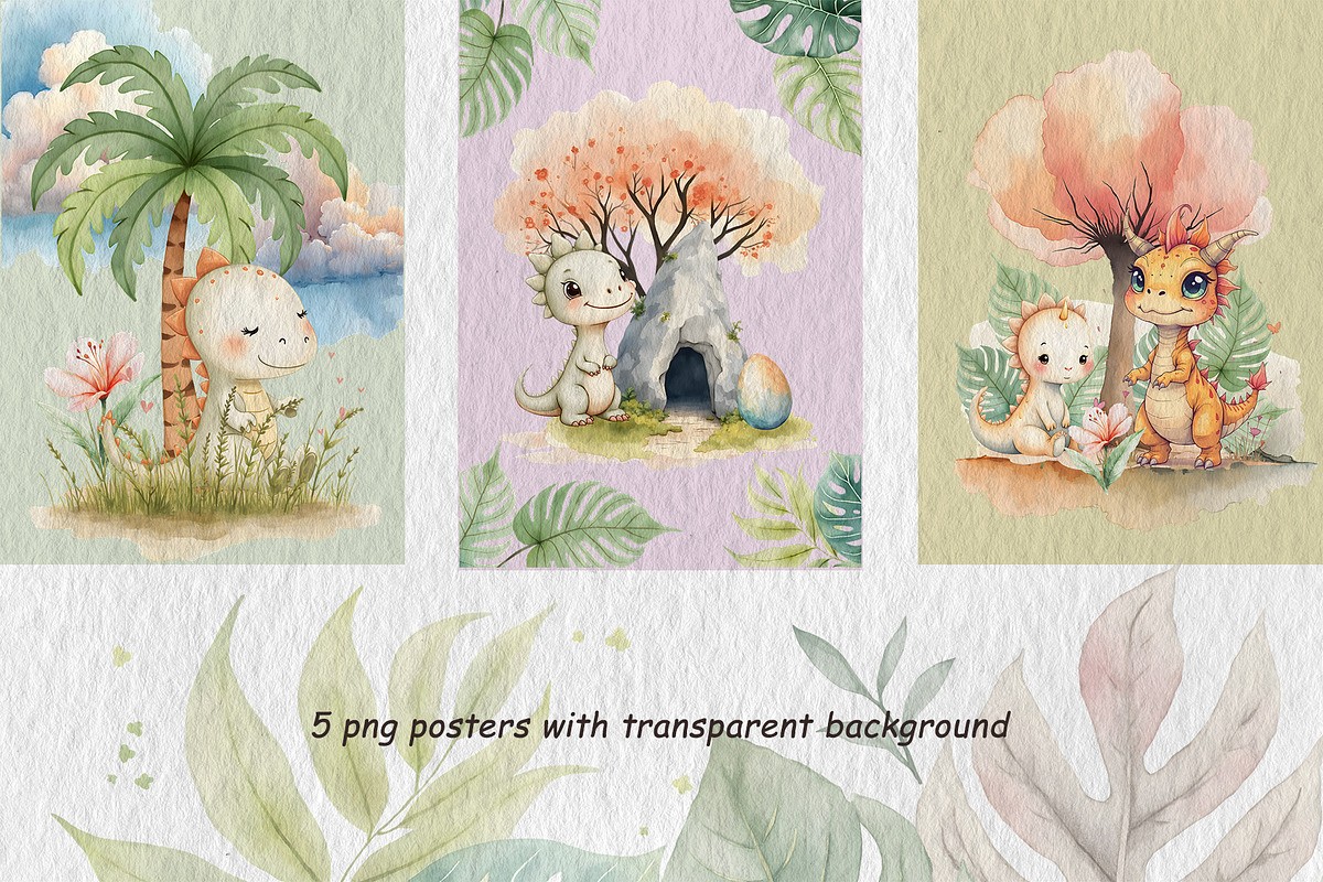 Dinosaurs Watercolor Collection, an Animal Illustration by AG Mockups (Photo 6 of 9)