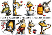 Funny Valentine Peeking Animals Clip, an Illustration by OK Design (Thumbnail 2 of 6)