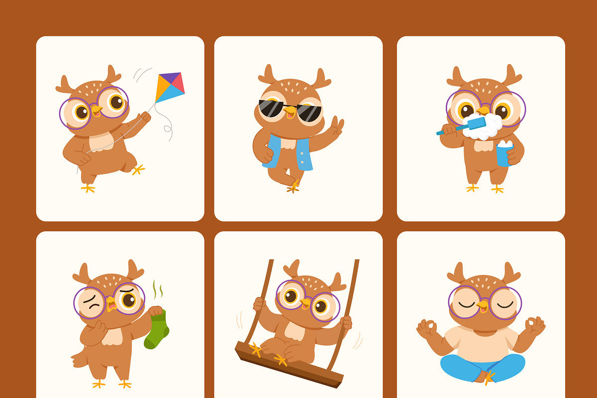 60 Owl Characters Illustration, an Animal Illustration by Brickclay (Photo 12 of 12)