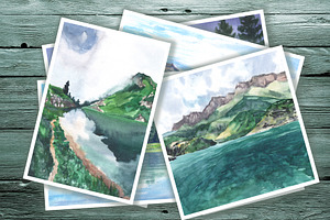 Watercolor Sketches. Mountains