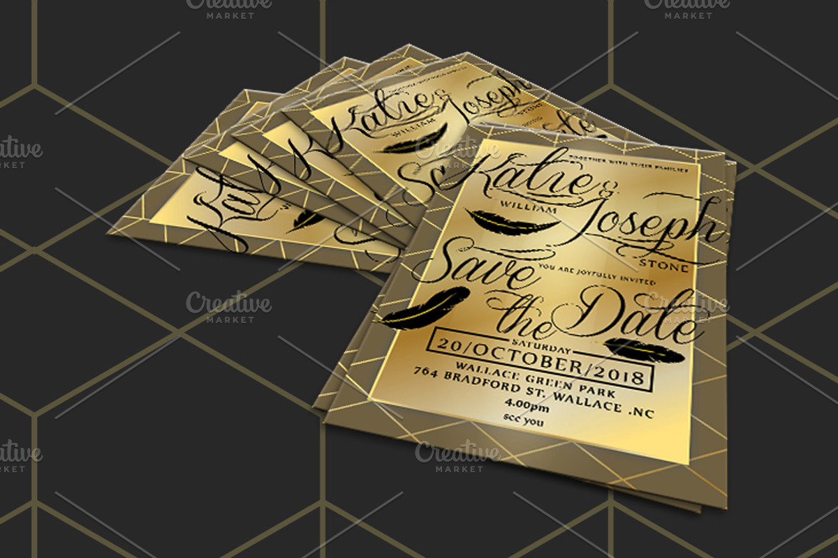 Gold Wedding Invitation, an Invitation Template by Tiaga (Photo 2 of 3)
