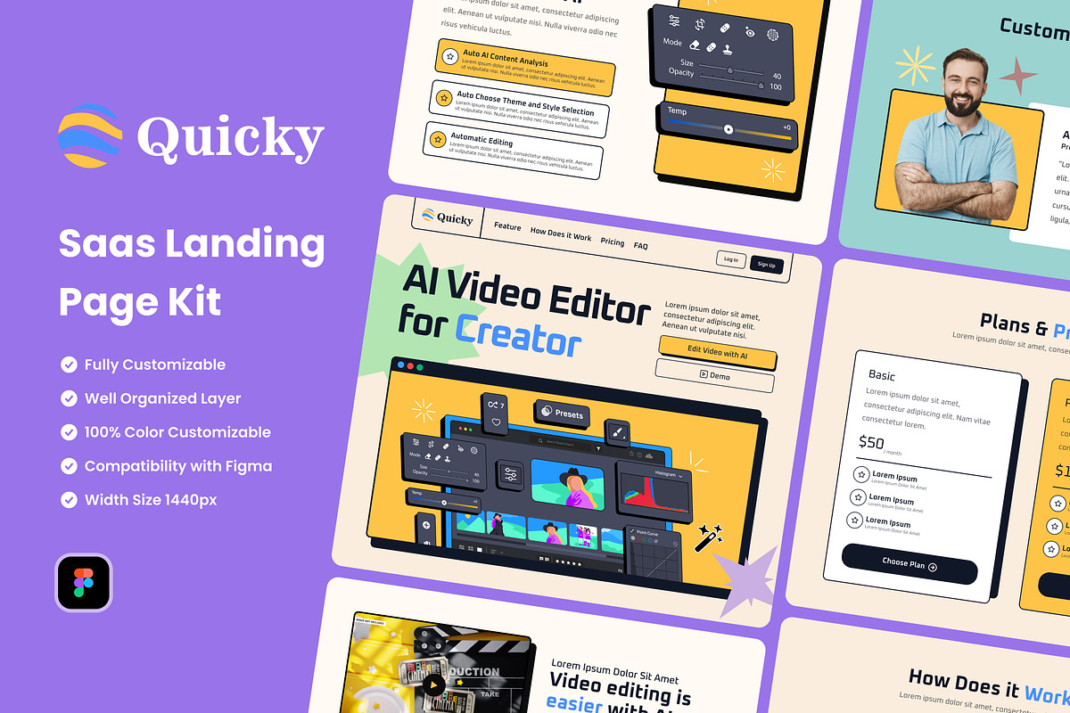 Video Editor Web Landing Page, a Landing Page Template by UICreative (Photo 1 of 4)