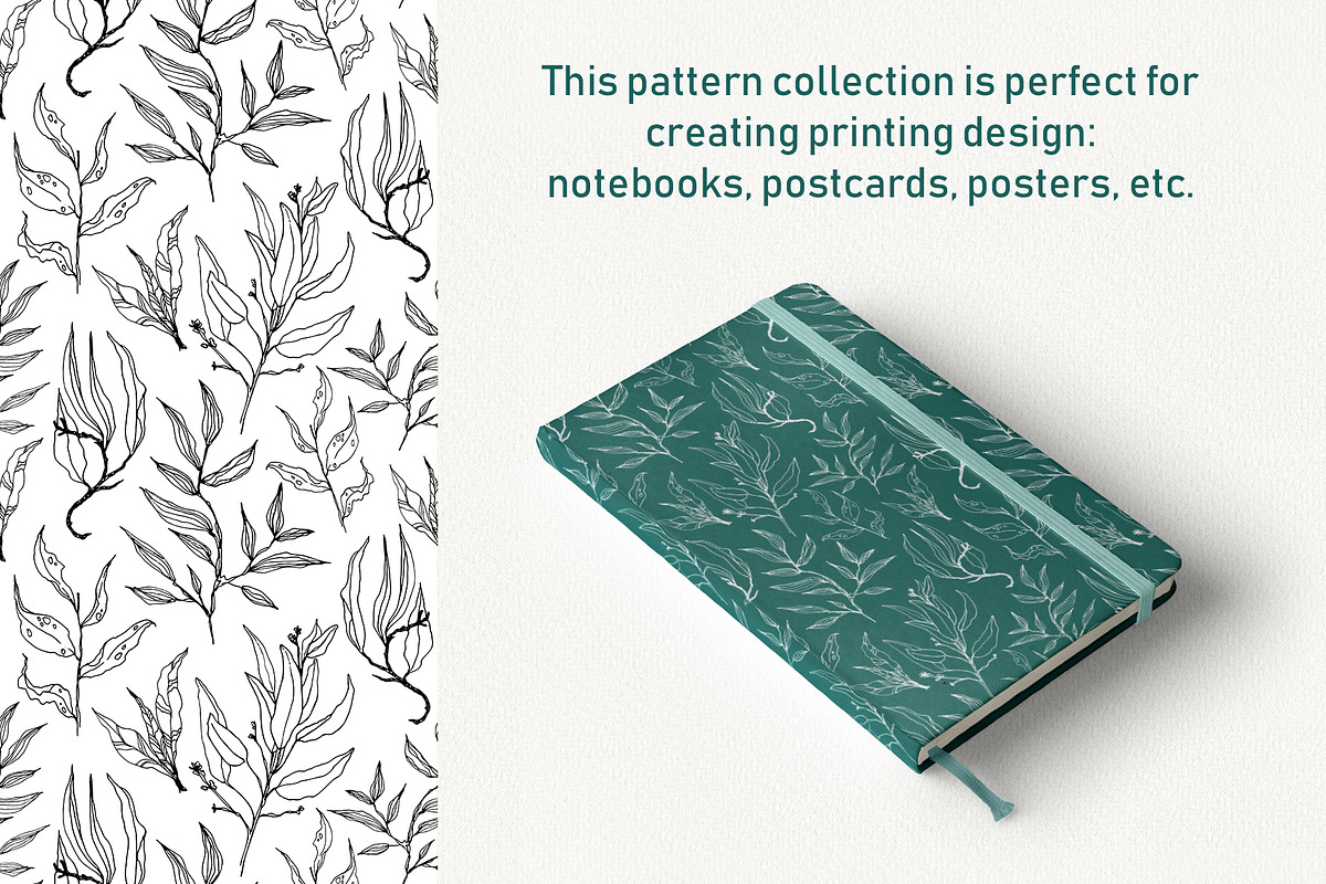 Lineart floral leaves patterns, a Texture Illustration by Dina Guiter (Photo 18 of 20)