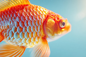 Bright goldfish swimming gracefully in clear water, an Animal Photo by AlyaAnd