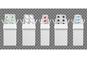 Clean white medicine boxes with, an Object Illustration by Vectorbuum