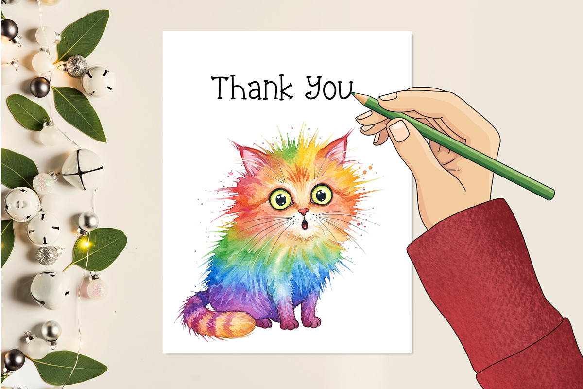 Watercolor Funny Quirky Cat Png, an Illustration by Creative Art (Photo 4 of 8)