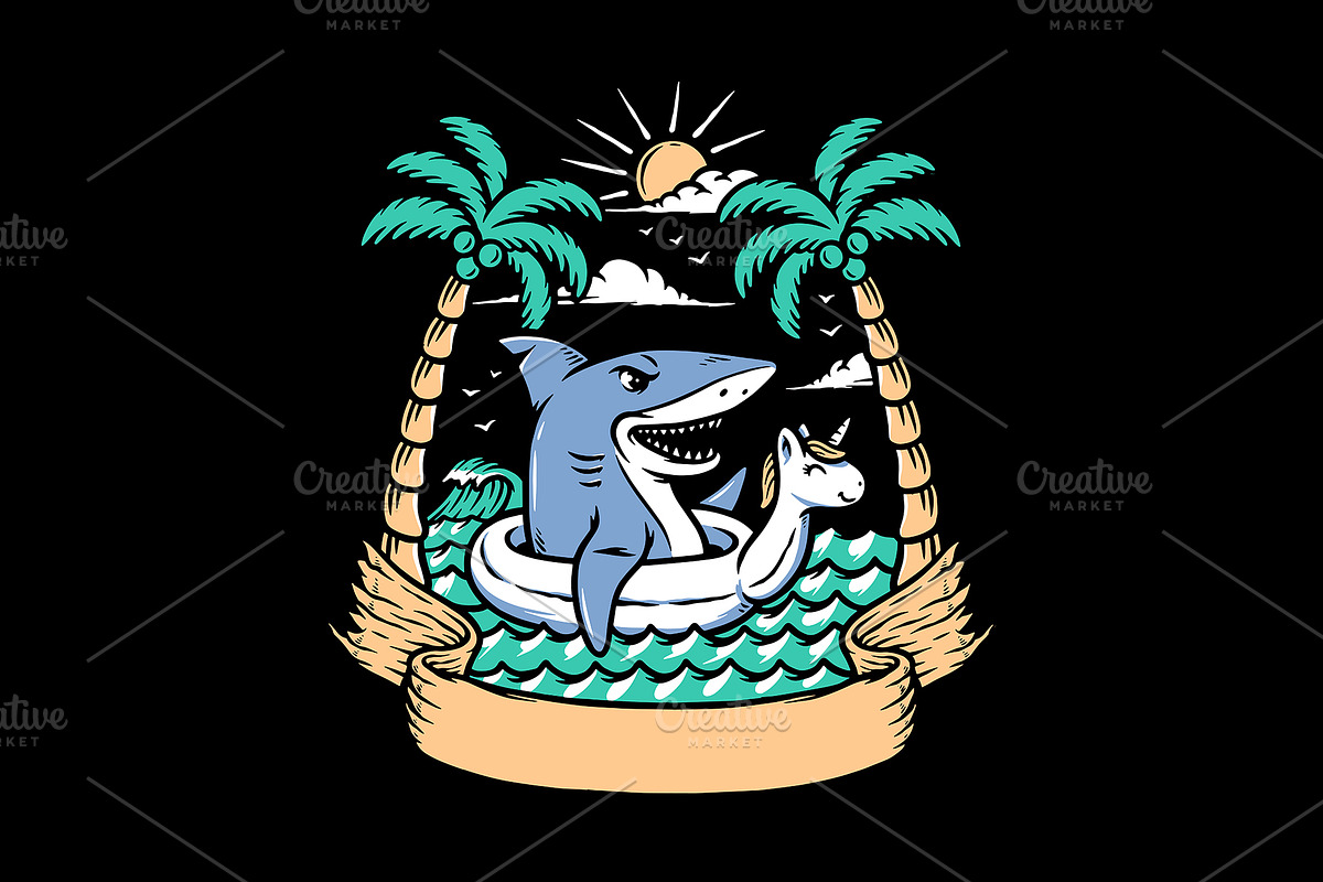 Shark relaxing on the beach, an Animal Illustration by gunaonedesign (Photo 1 of 5)
