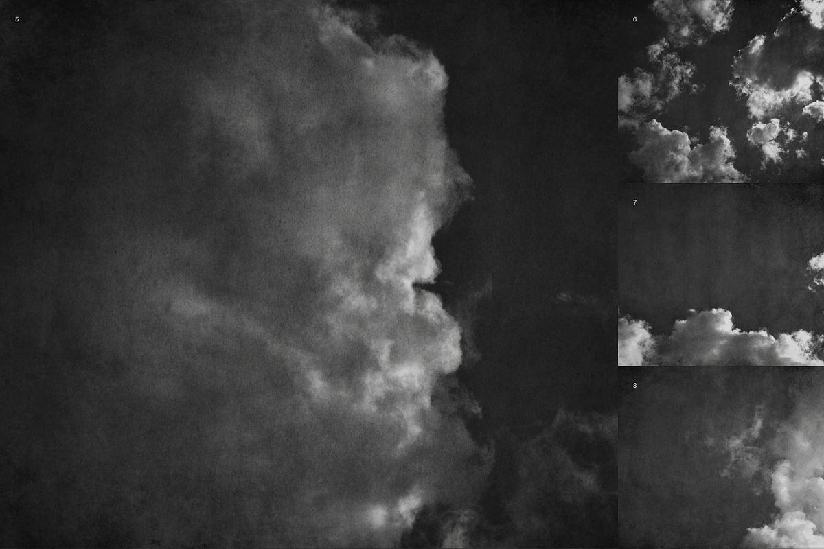 Grunge SKY Backgrounds B/W - BIBIART preview 5