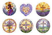 Round Lavender Blessing & Cross, an Illustration by CreationArt (Thumbnail 3 of 5)