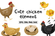 Cute chicken elements, an Animal Illustration by RizkaNurfazrina (Thumbnail 1 of 6)