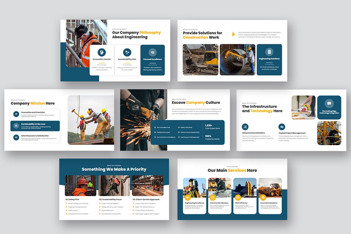 Excova Engineering Construction PPT, a Presentation Template by kerismaker (Photo 6 of 10)