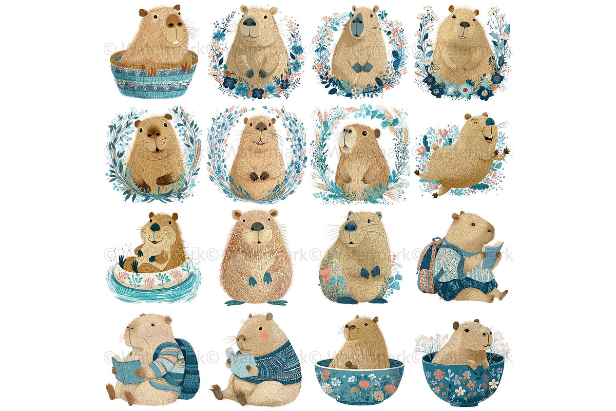 Cute Capybara Clipart Watercolor, an Animal Illustration by Nicole Branger Art (Photo 8 of 21)