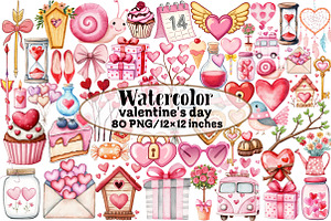 Watercolor valentine's day, an Illustration by Design Market