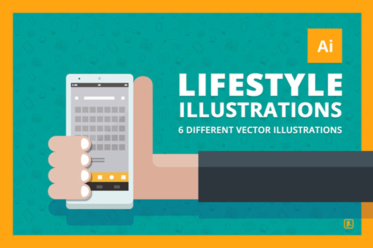 6 lifestyle Vector illustrations, an Object Illustration by Makoto (Photo 1 of 5)