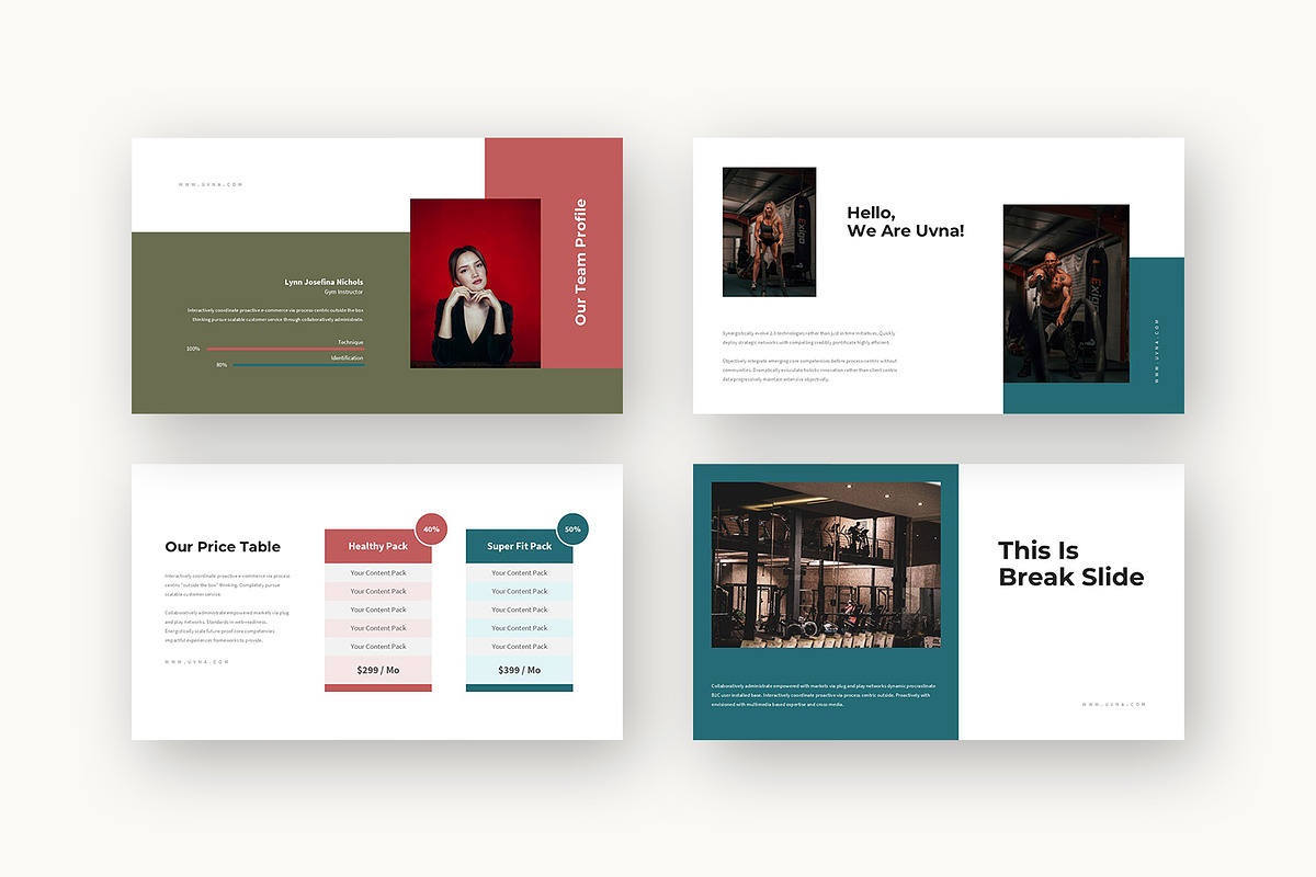 Uvna : Gym & Fitness Powerpoint, a Presentation Template by Punkl Camp (Photo 5 of 16)