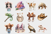 Watercolor Cowboy Wild West Clipart, a Seasonal Illustration by Design Market (Thumbnail 3 of 5)