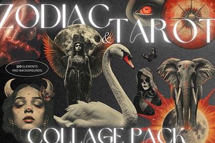 Zodiac and Tarot card collage pack, an Object Graphic by JulsIst