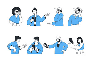 People using smartphones, a Background Graphic by LadadikArt