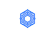 Tech Hexagon Line Art Logo, a Branding & Logo Template by Vectorium Studio (Thumbnail 1 of 9)
