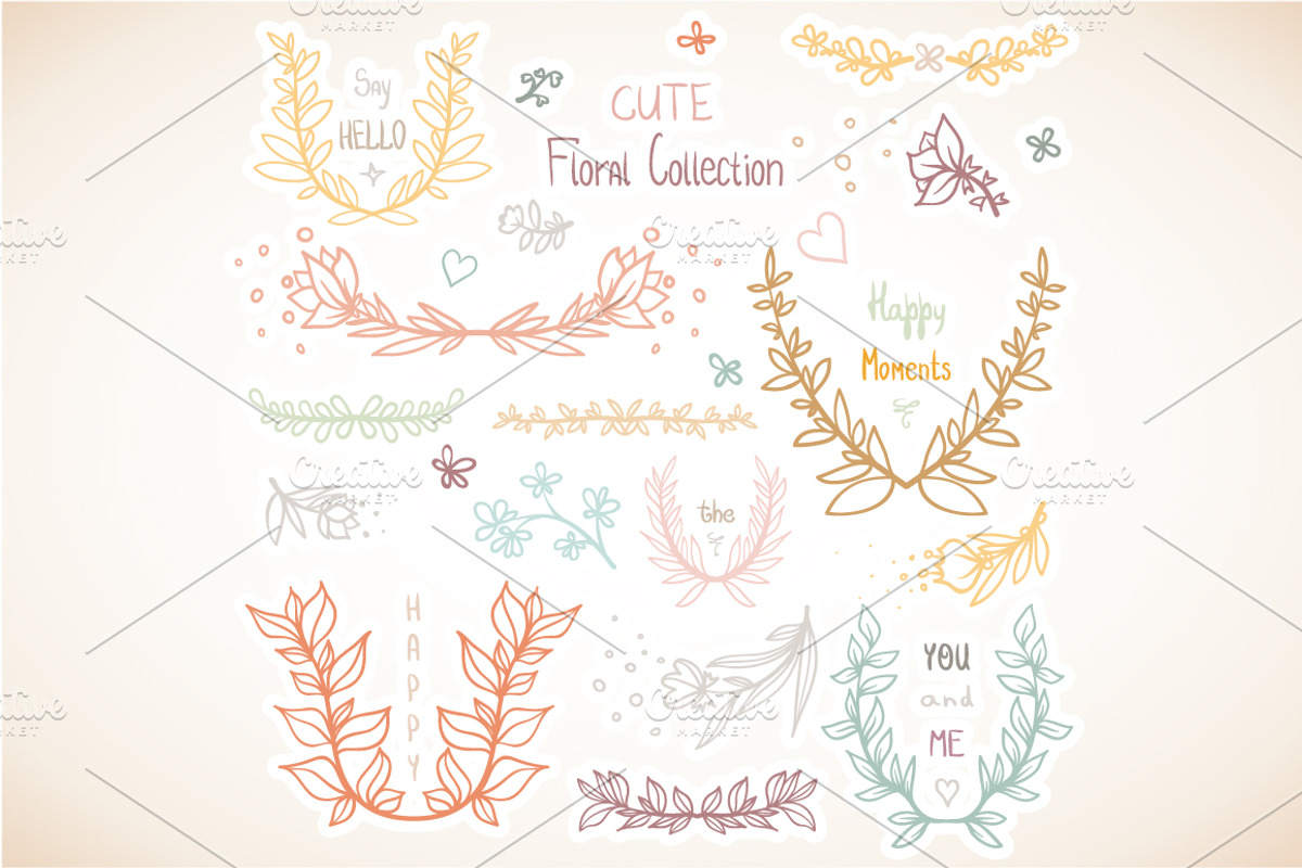 Big set of Floral Elements, a Decorative Illustration by Dreaming_Lucy (Photo 2 of 5)