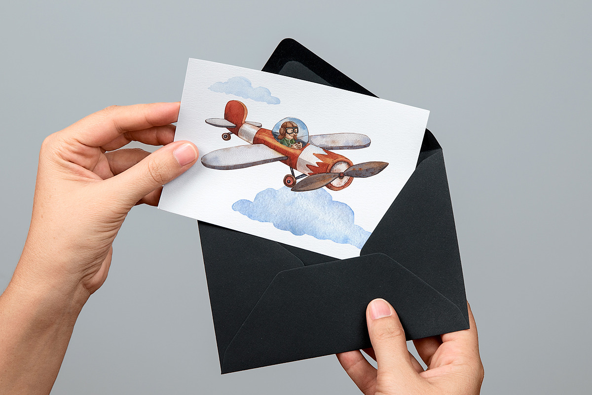 Aviators - Watercolor Clipart Set, a Texture Illustration by Mashamashastu (Photo 13 of 13)