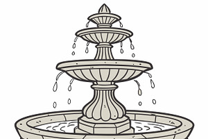 Elegant tiered stone fountain, an Object Illustration by SouravDesign