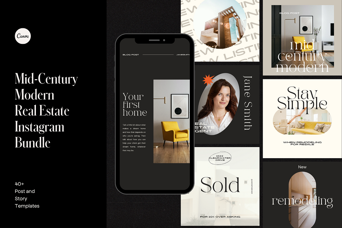 Real Estate Canva Instagram Bundle, a Social Media Template by ALunadoki Design (Photo 1 of 5)
