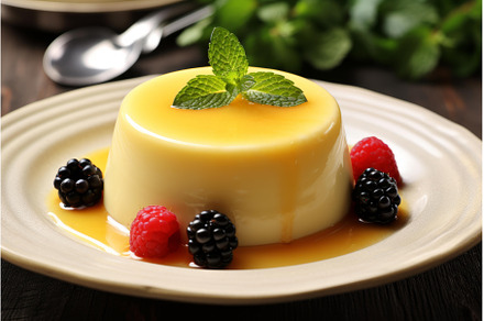 Sweet Pudding custard dessert plate, a Food & Drink Photo by Ylivdesign