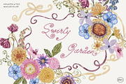 Whimsical Swirly Garden Florals, a Decorative Illustration by SunnyAfternoons (Thumbnail 1 of 17)