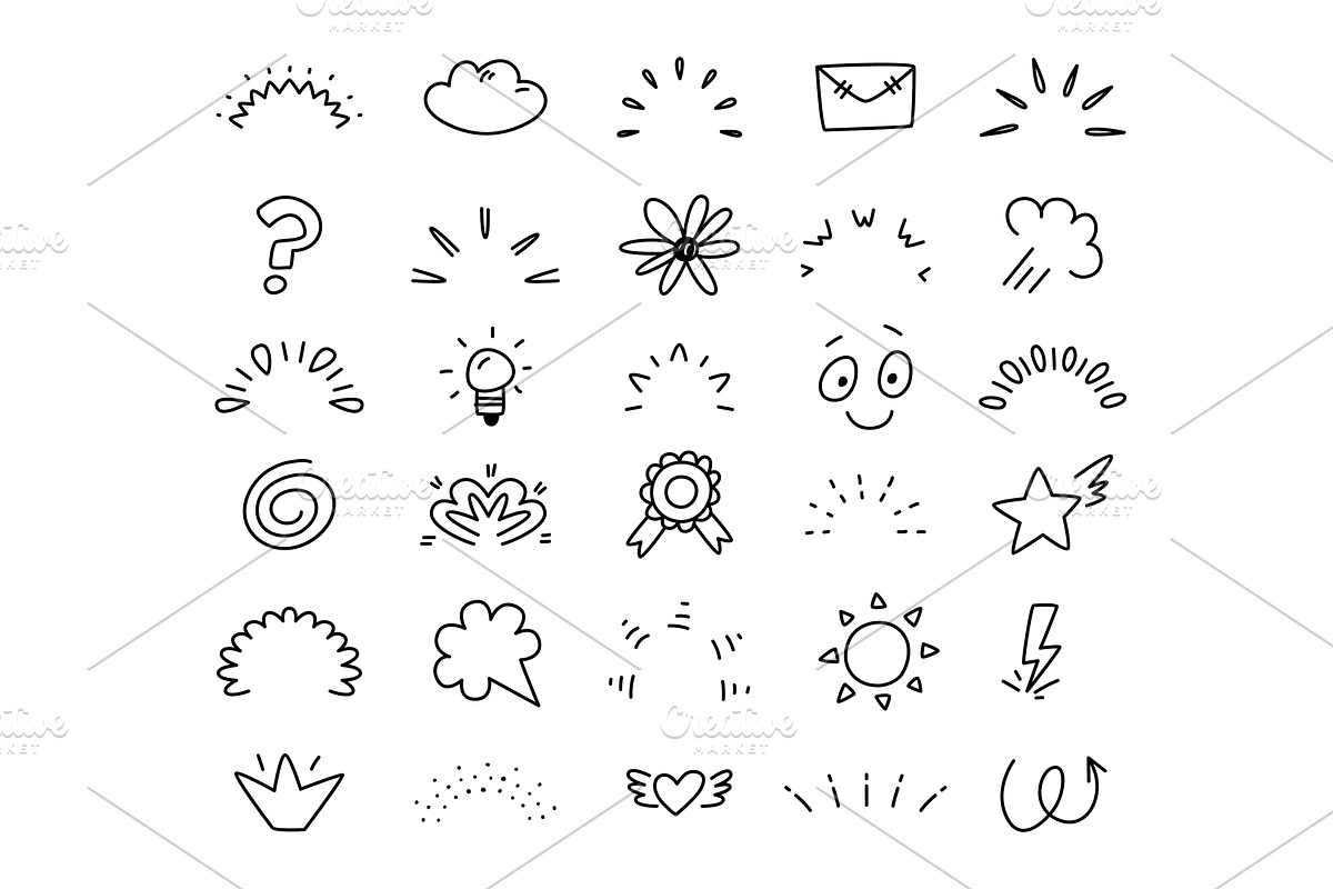 Doodle expressions symbols. Simple, an Object Illustration by LadadikArt