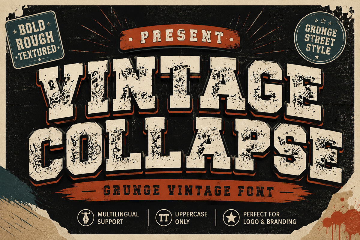 Vintage Collapse – Bold Distressed, a Slab Serif Font by Limited.studio (Photo 1 of 5)