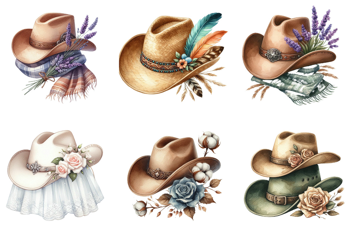 Cowboy Hat Boho Clipart, an Illustration by DreamArtGraphic (Photo 6 of 6)