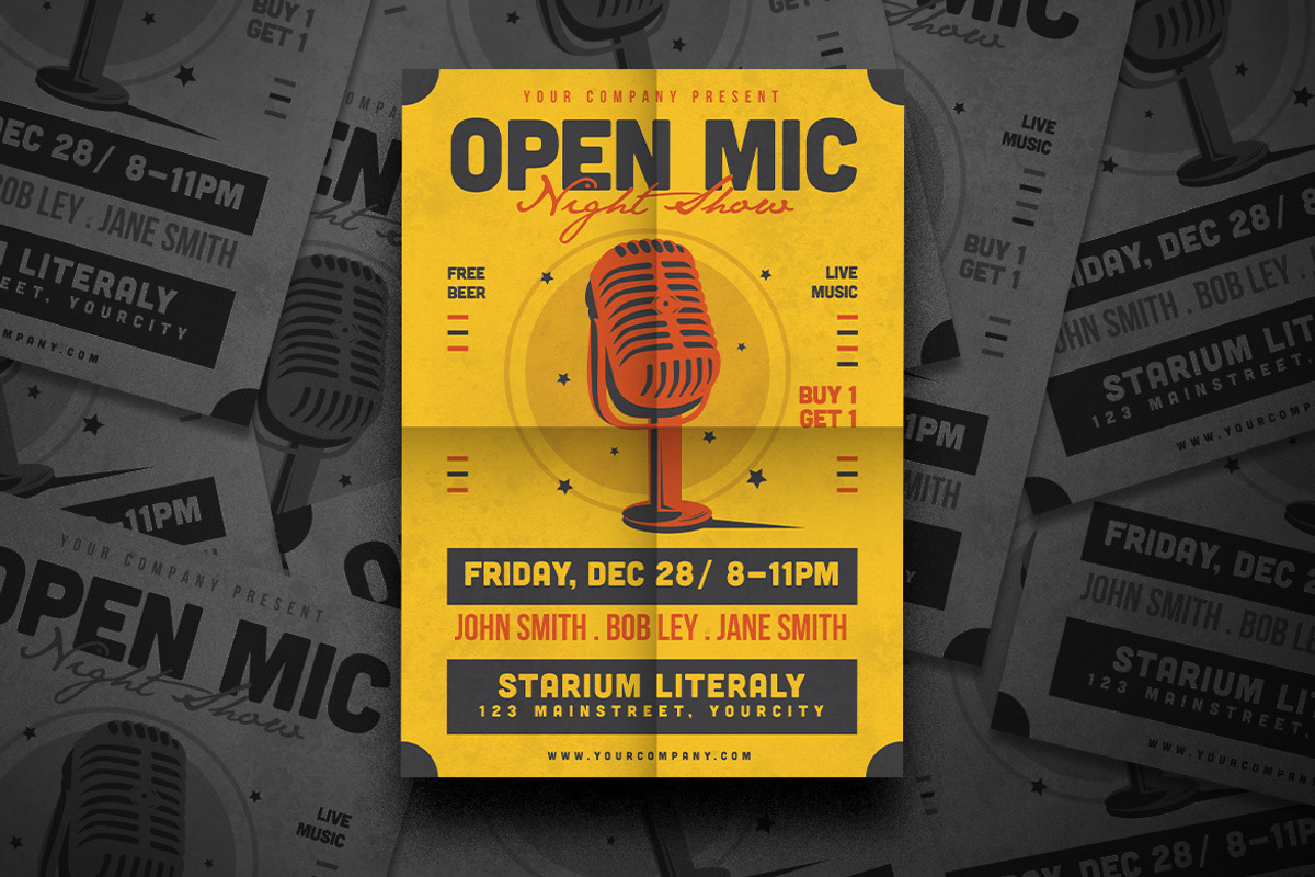 Modern Open Mic Night Show Flyer, a Flyer Template by Tokosatsu (Photo 3 of 4)