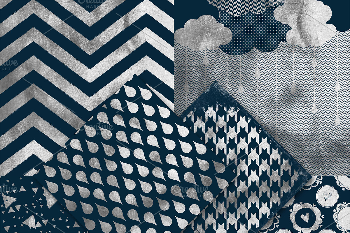 Digital Navy and Silver Paper preview 2
