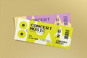 Pixel Art Music Concert Ticket, a Card Template by graphicook