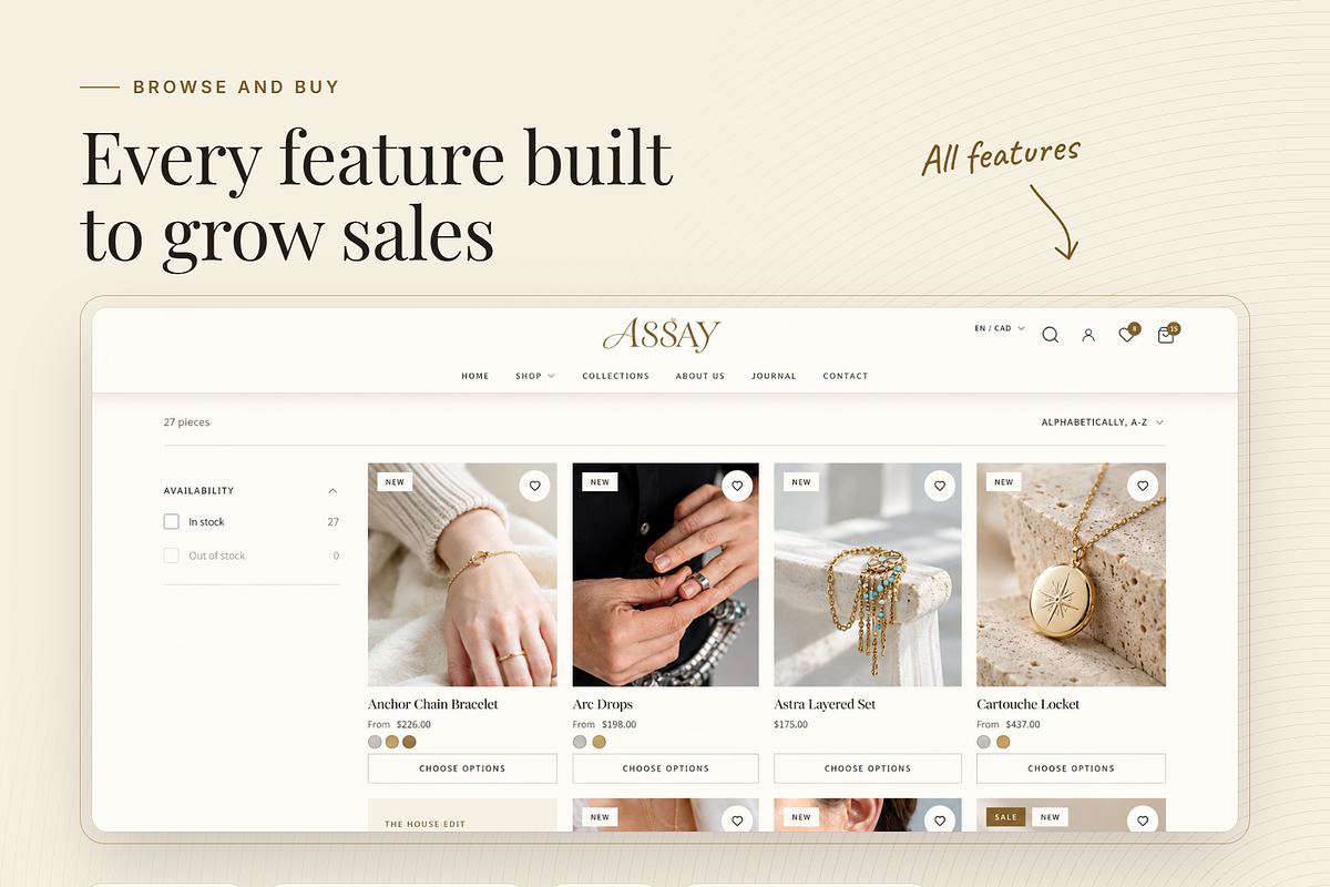 Assay – Jewelry Shopify Theme OS 2.0, a Shopify Template by ArslanAli (Photo 2 of 6)