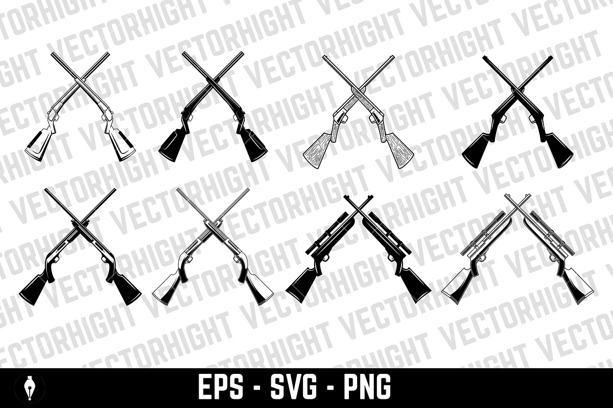Crossed hunting rifles, an Object Illustration by Vectorhight (Photo 1 of 3)